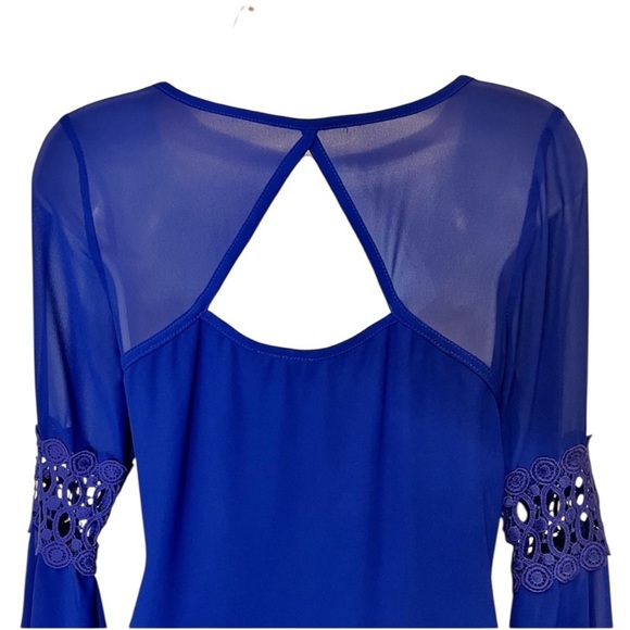 By and By cobalt blue dress, bell sleeves and crochet detailing, Size Medium - Picture 7 of 11